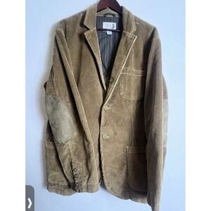 Old Navy Corduroy Blazer Mens L Brown Tan‎ Elbow Patches 2 Button Jacket Vintage